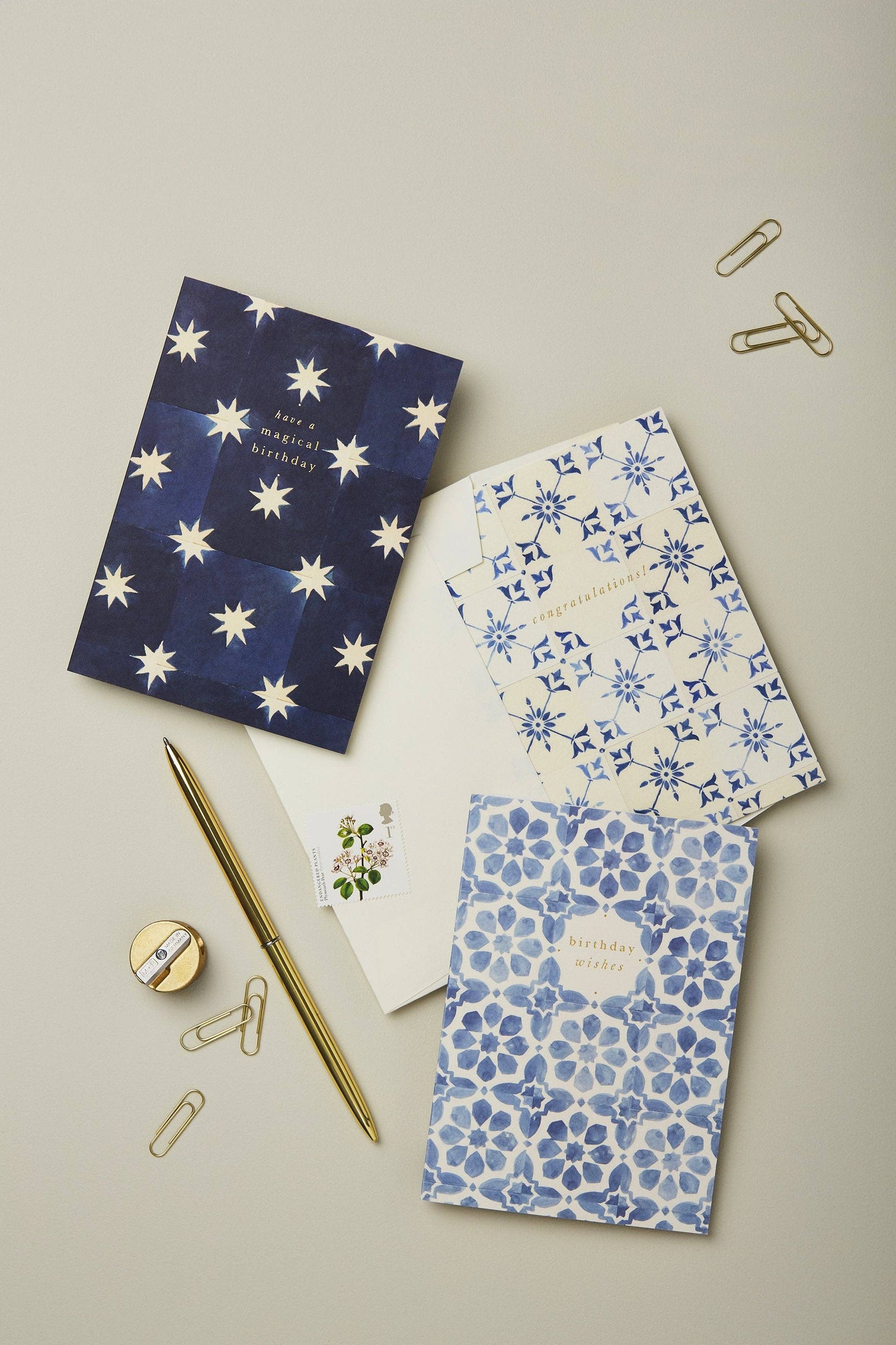 Navy Stars Birthday Card