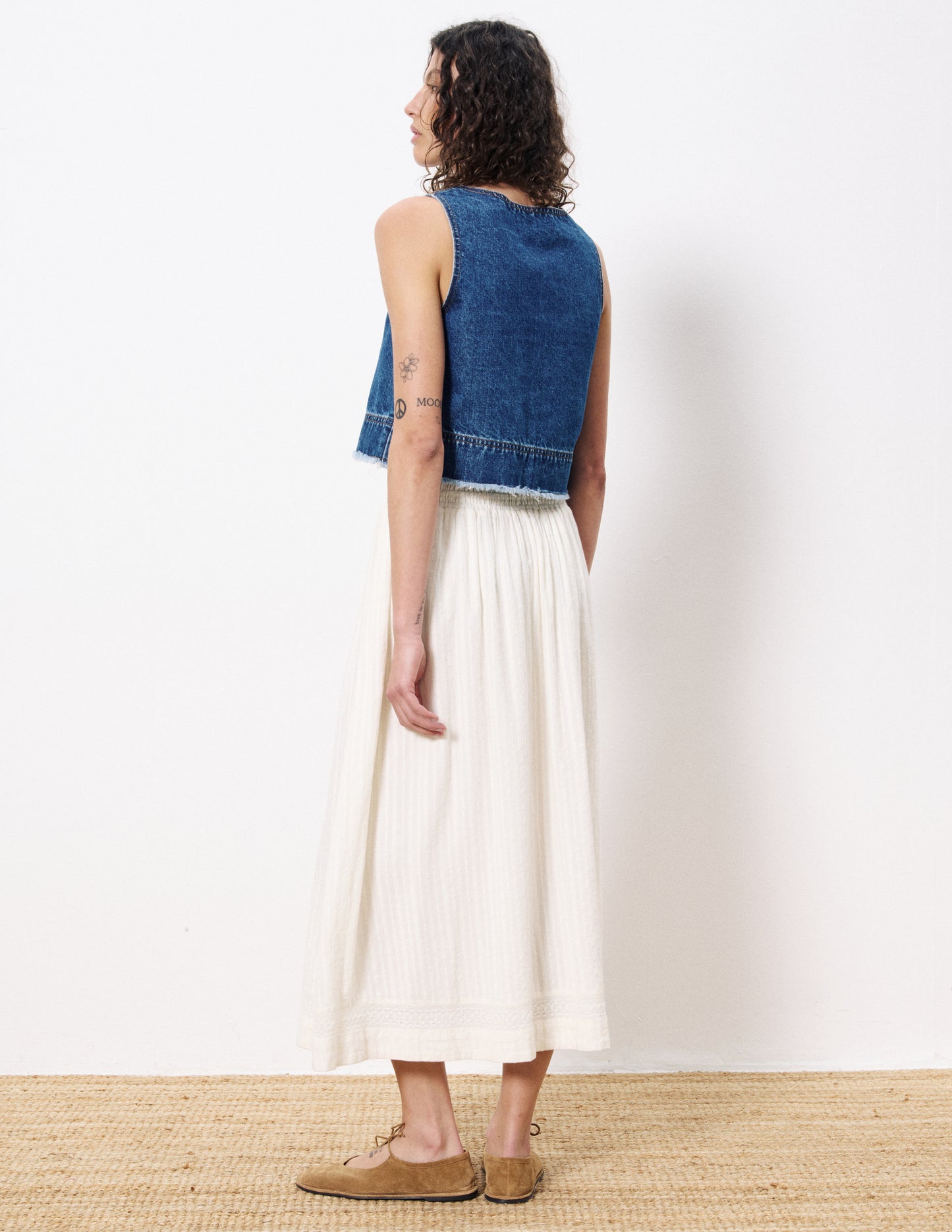Akane Lace Detail Midi Skirt