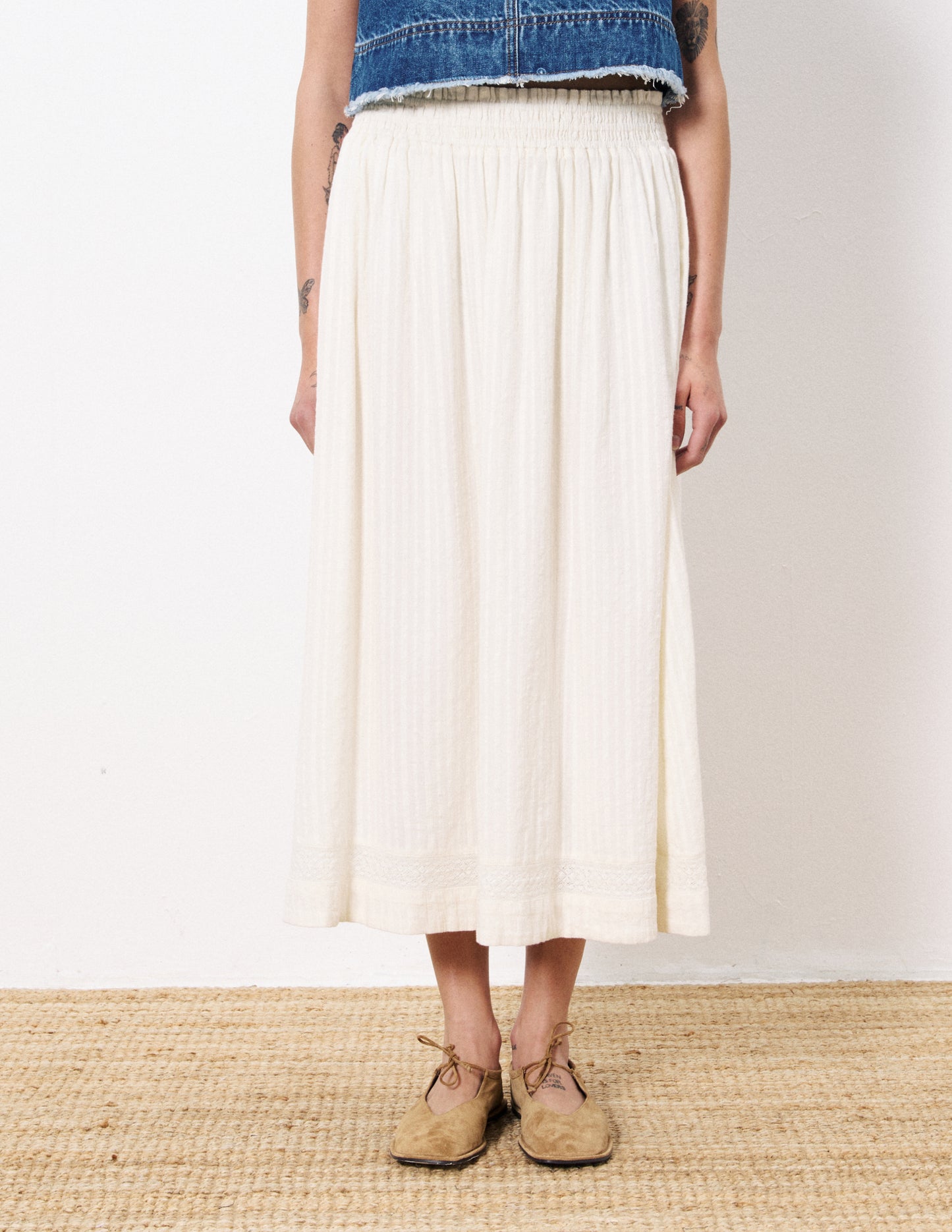 Akane Lace Detail Midi Skirt
