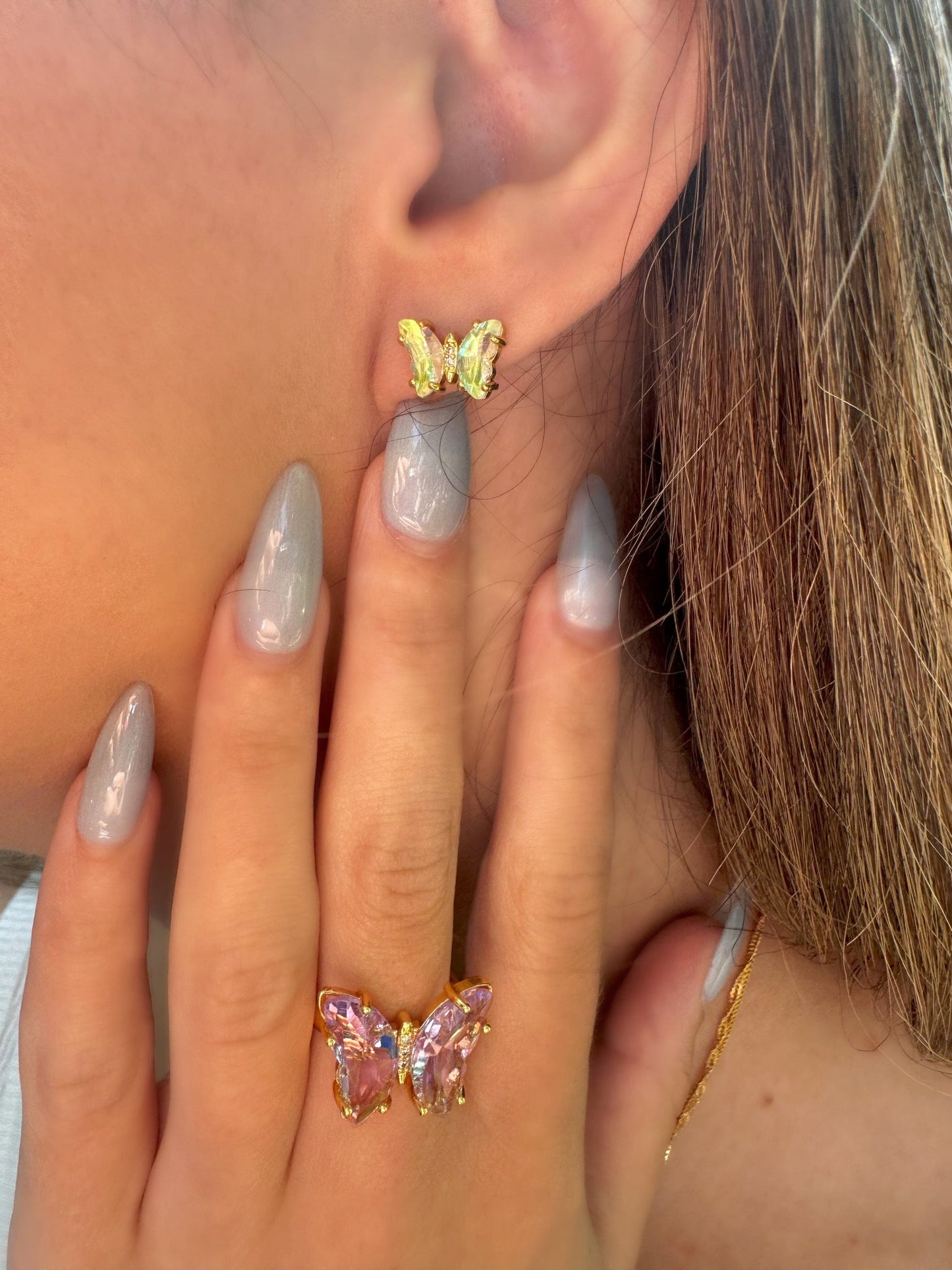 Glass Butterfly Stud Earrings