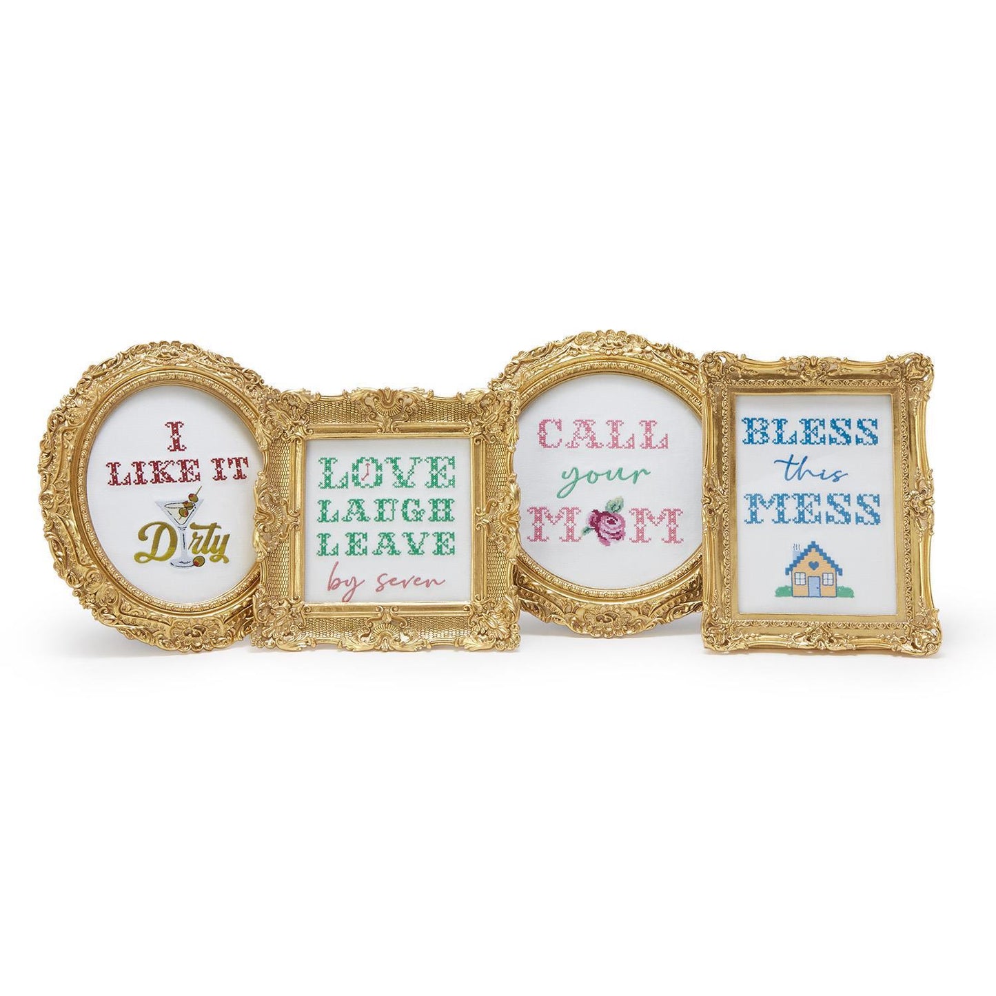 Embroidered Cross Stitch Framed Wall Art