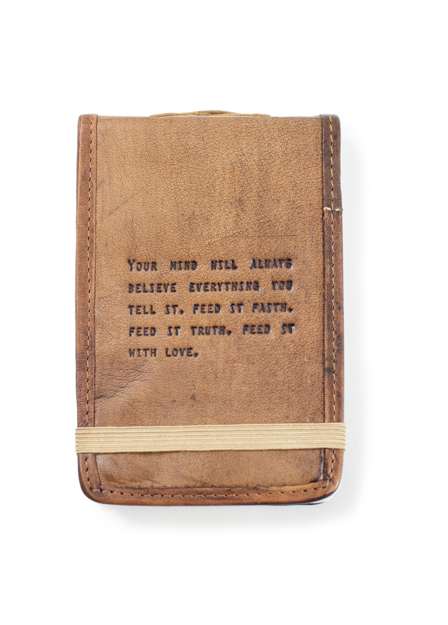 Handmade Leather Quote Journal - Mini