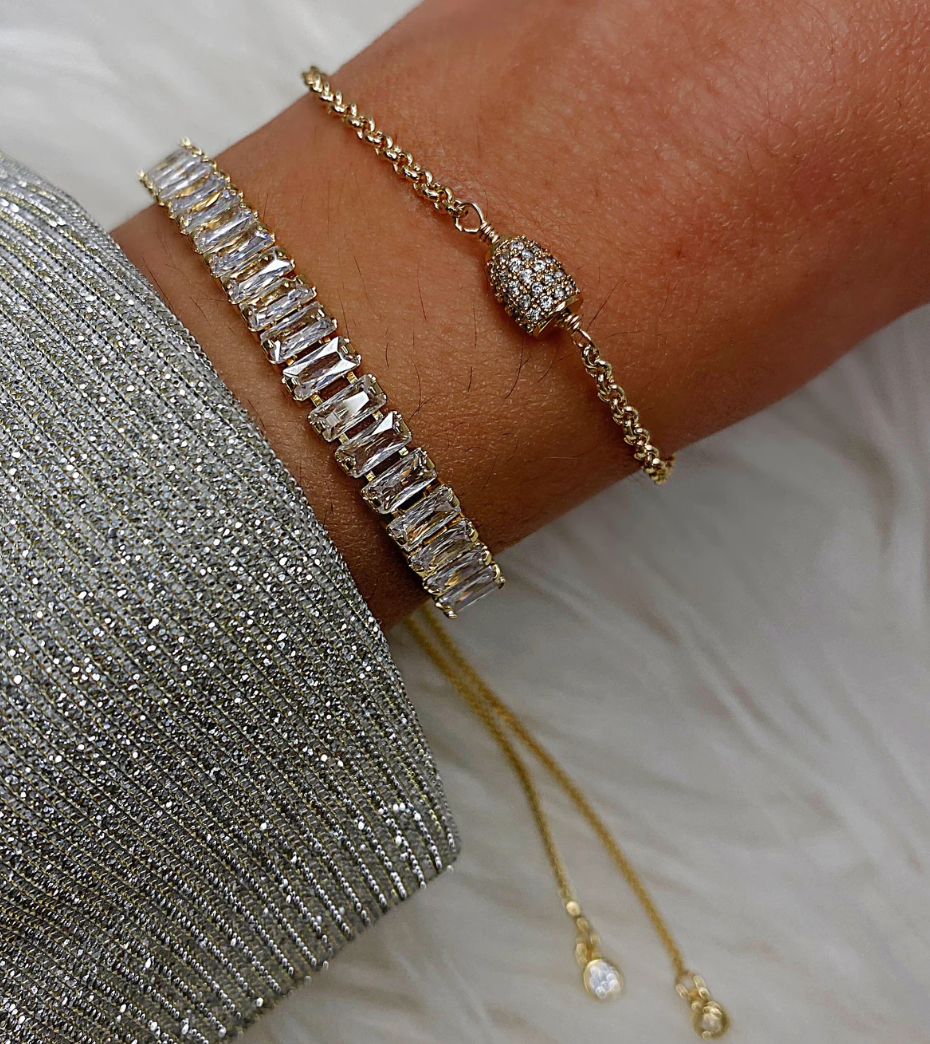 Rectangle CZ Pull Chain Bracelet
