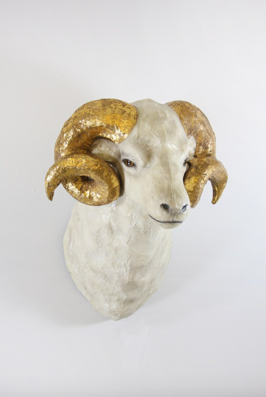 Ram Wall Mount - with Gold Horns