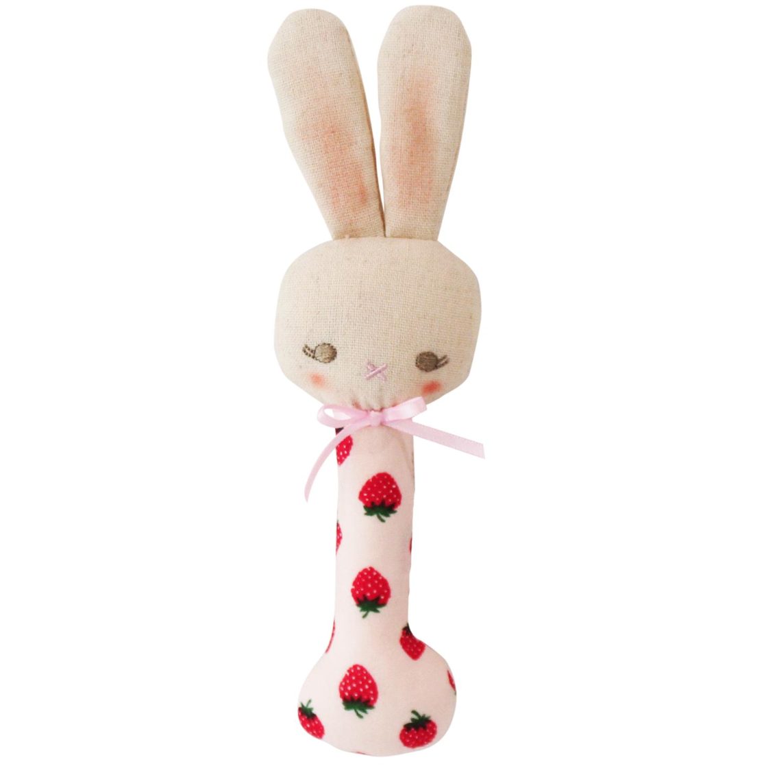 Strawberry Bunny Stick Rattle