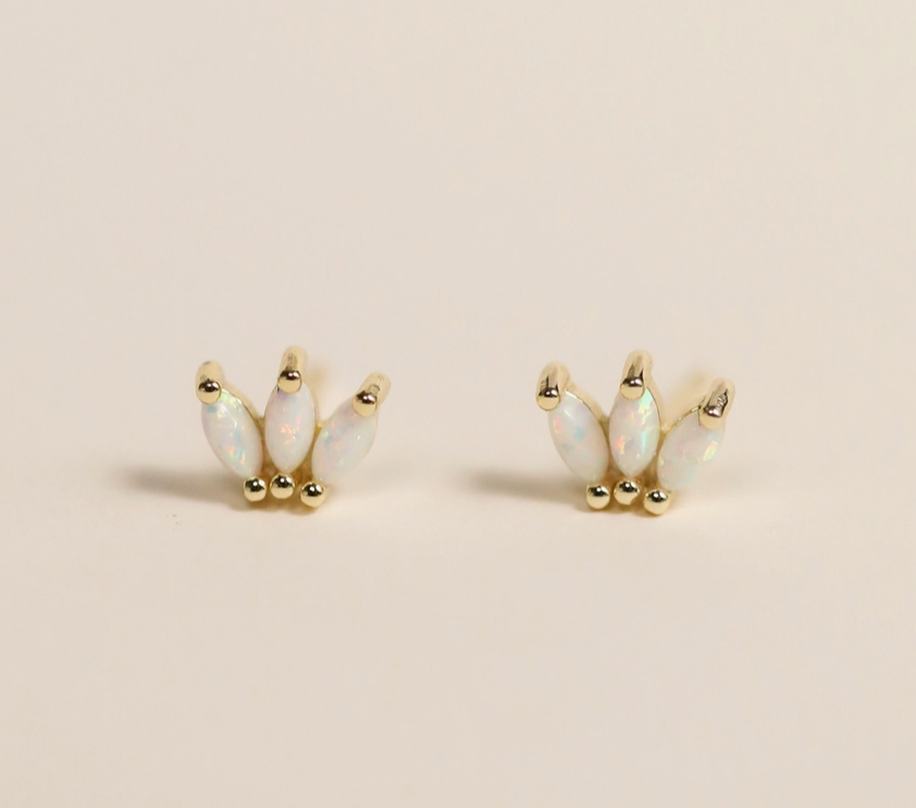 Opal Crown Stud Earrings