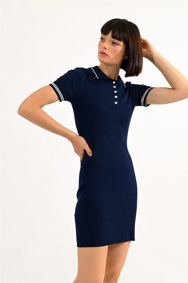 Come Sail Away Knitted Polo Dress