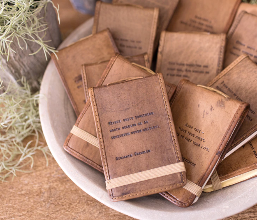 Handmade Leather Quote Journal - Mini