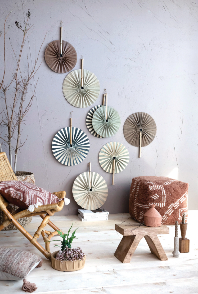 Hand-Woven Bamboo Fans with Handles