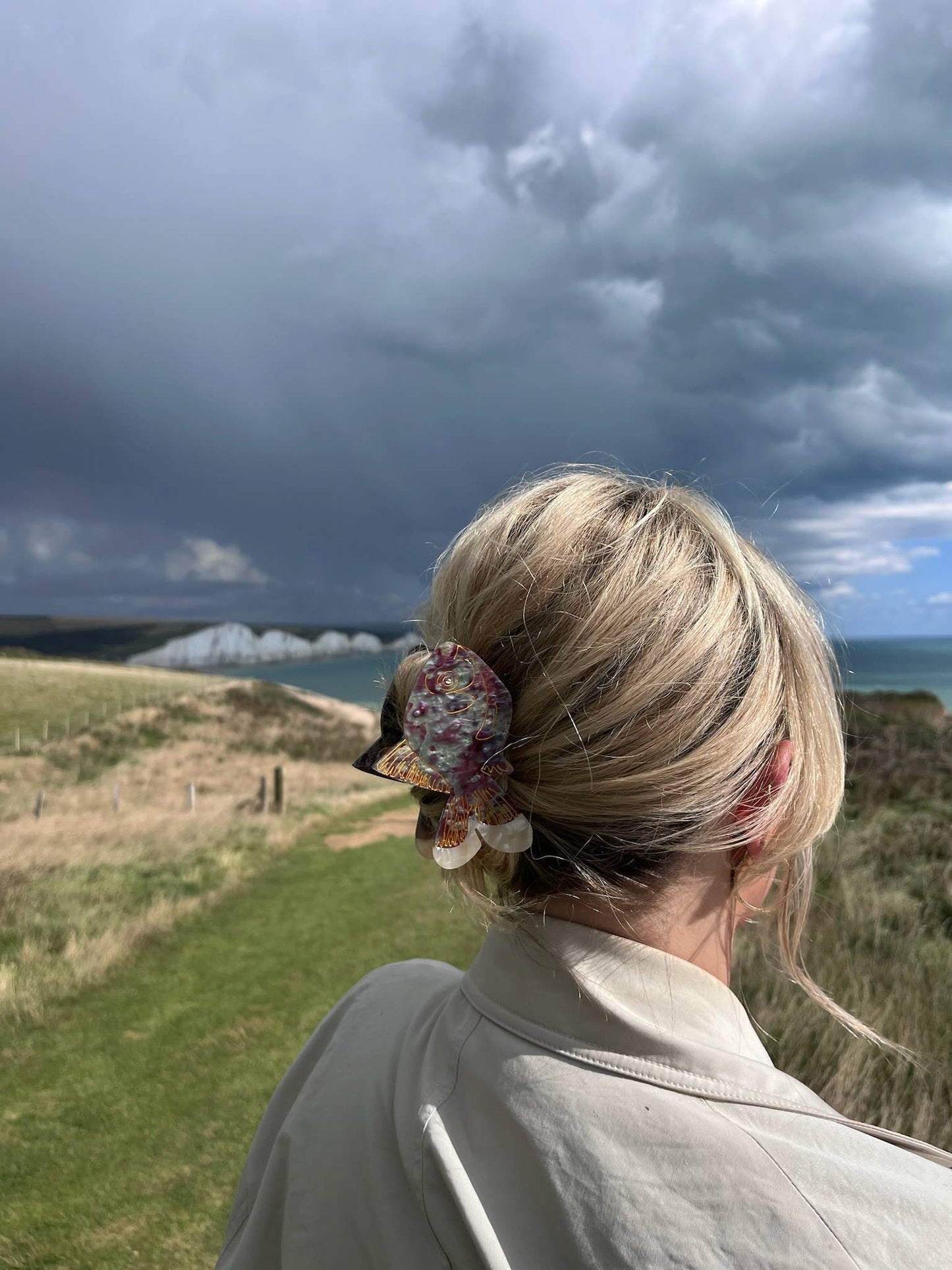 Hand-Painted Goldfish Claw Hair Clip