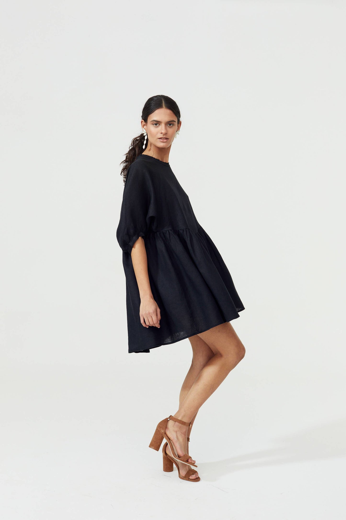 Organic Linen Black Alcala Dress