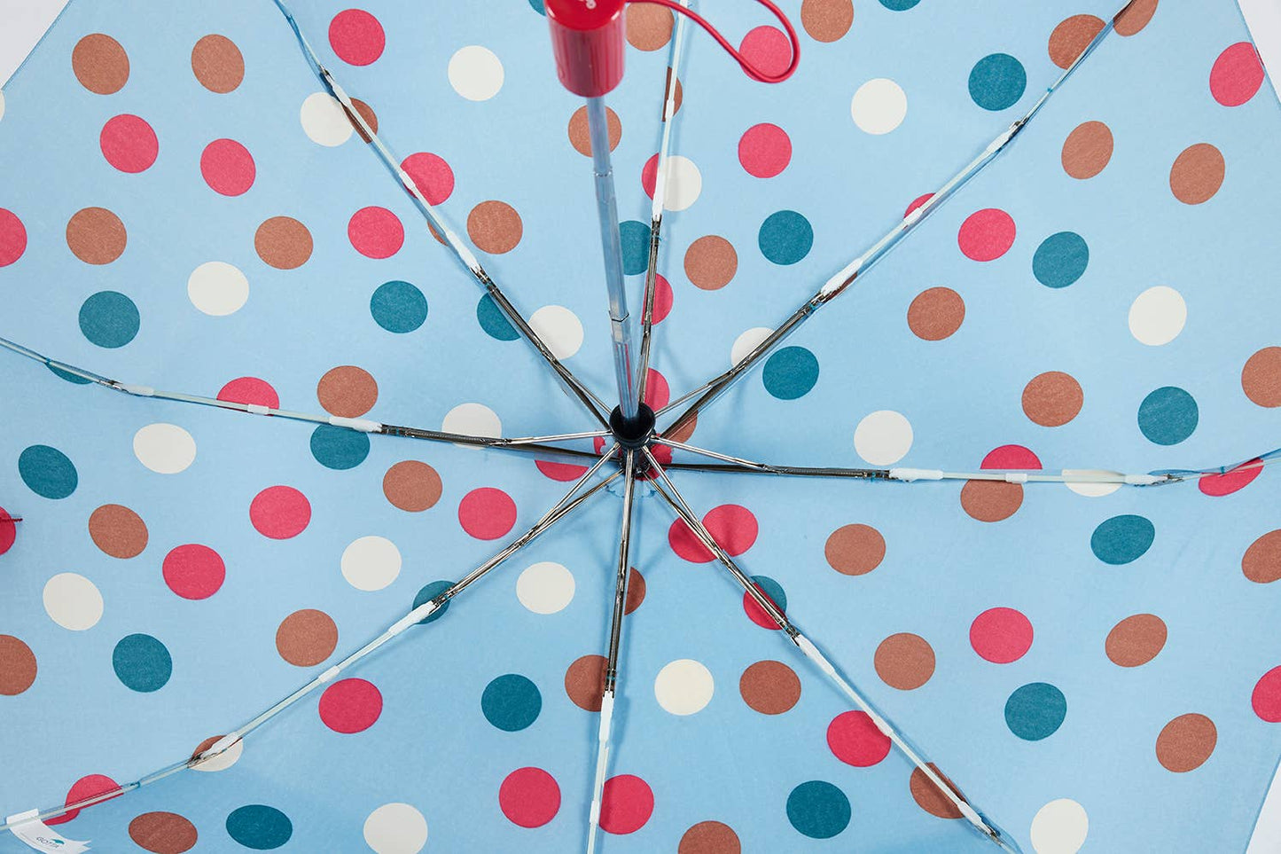 Auto Open/Close Travel Umbrella- Tri-Color Dots