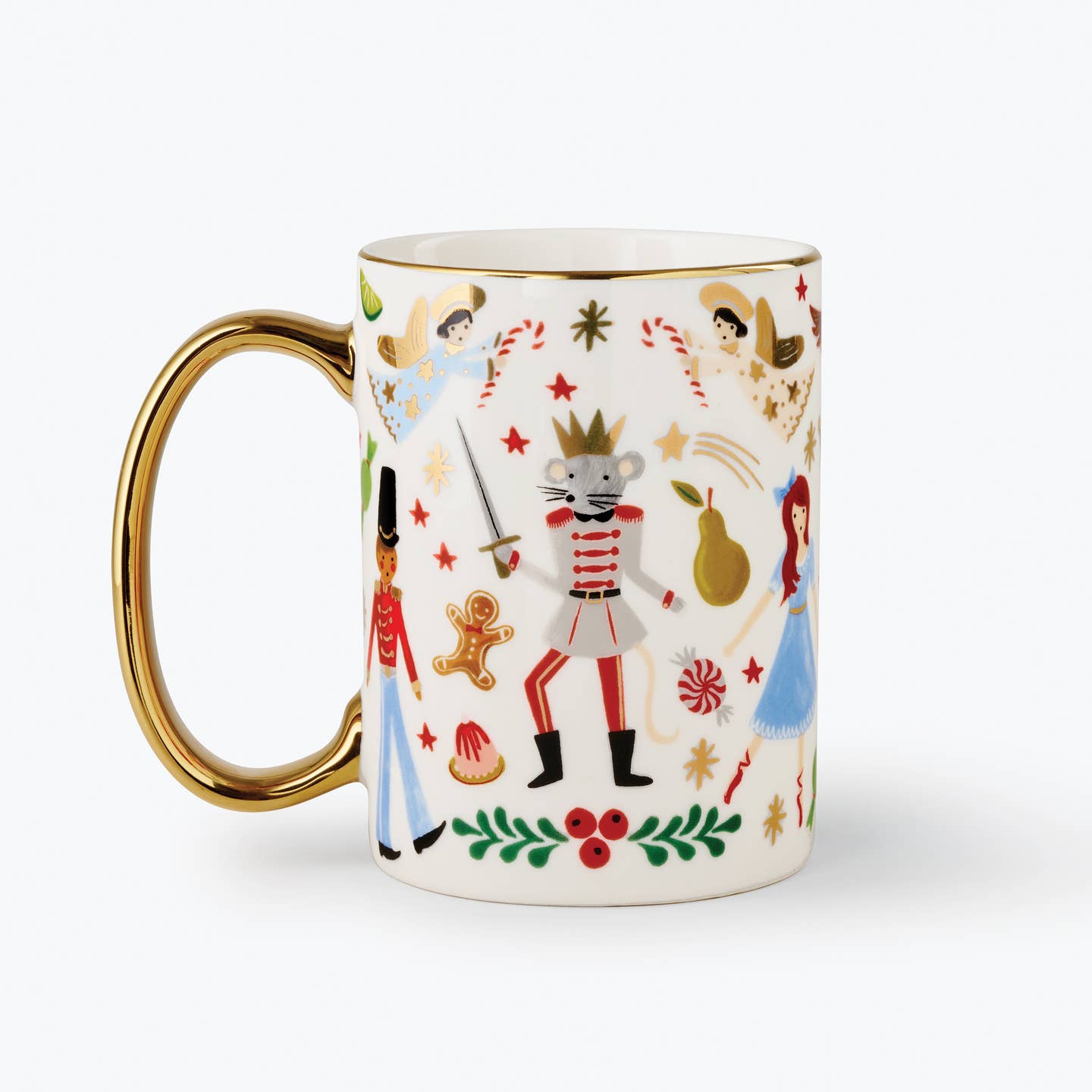 Nutcracker Porcelain Mug With Gold Handle