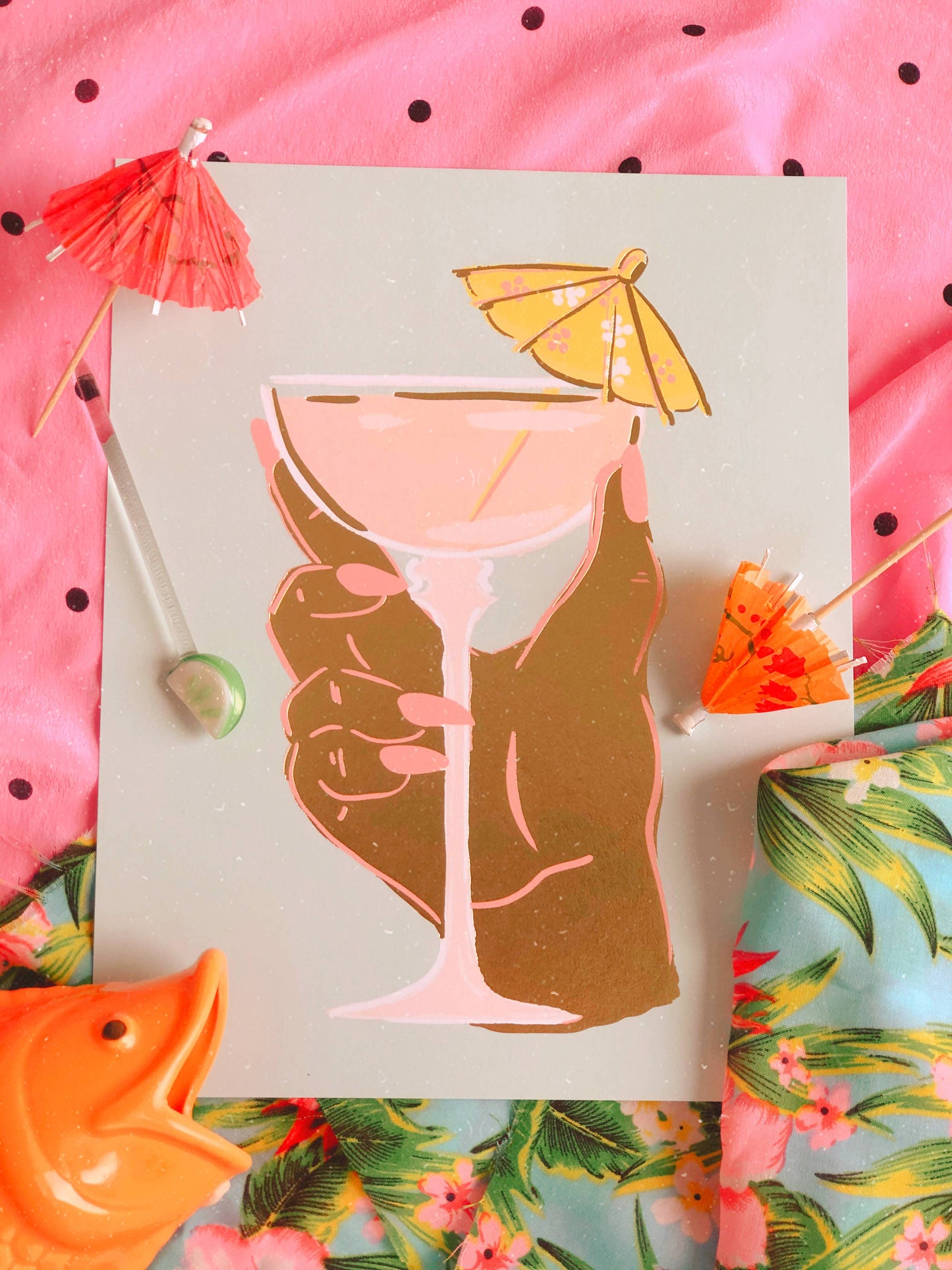 Glam Mid-Century Cocktail Foil Art Print