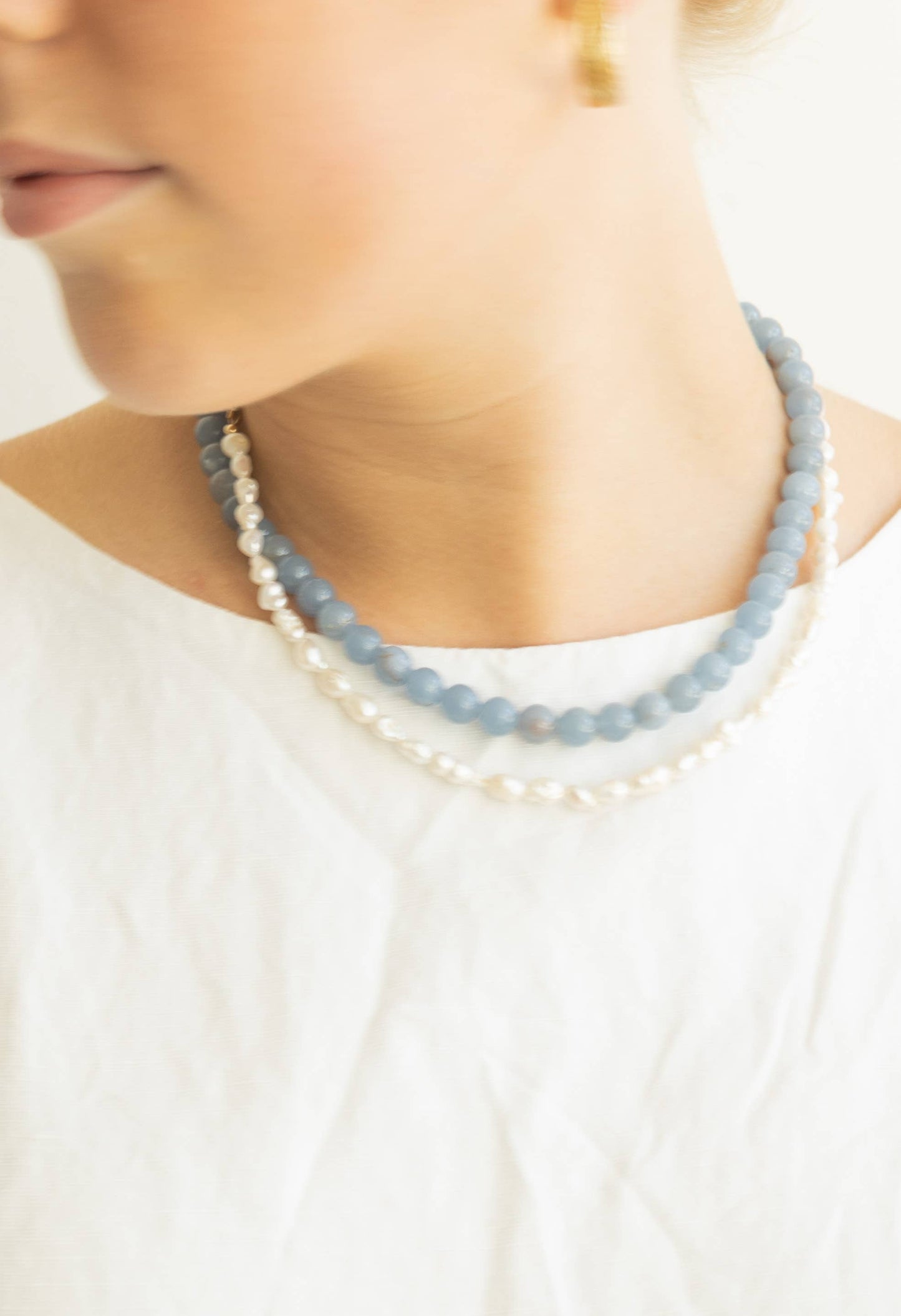 Blue Angelite Gemstone Necklace