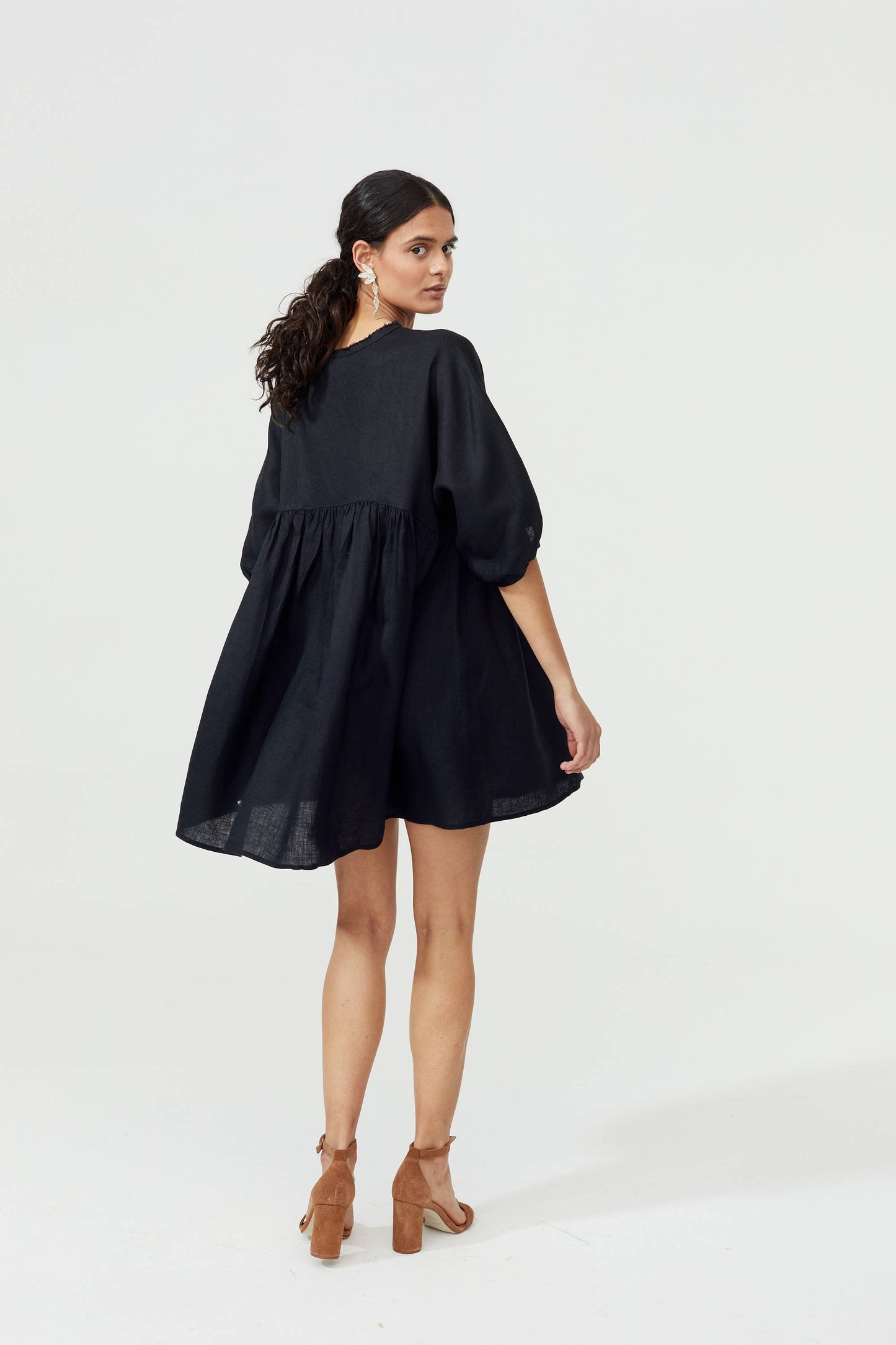 Organic Linen Black Alcala Dress