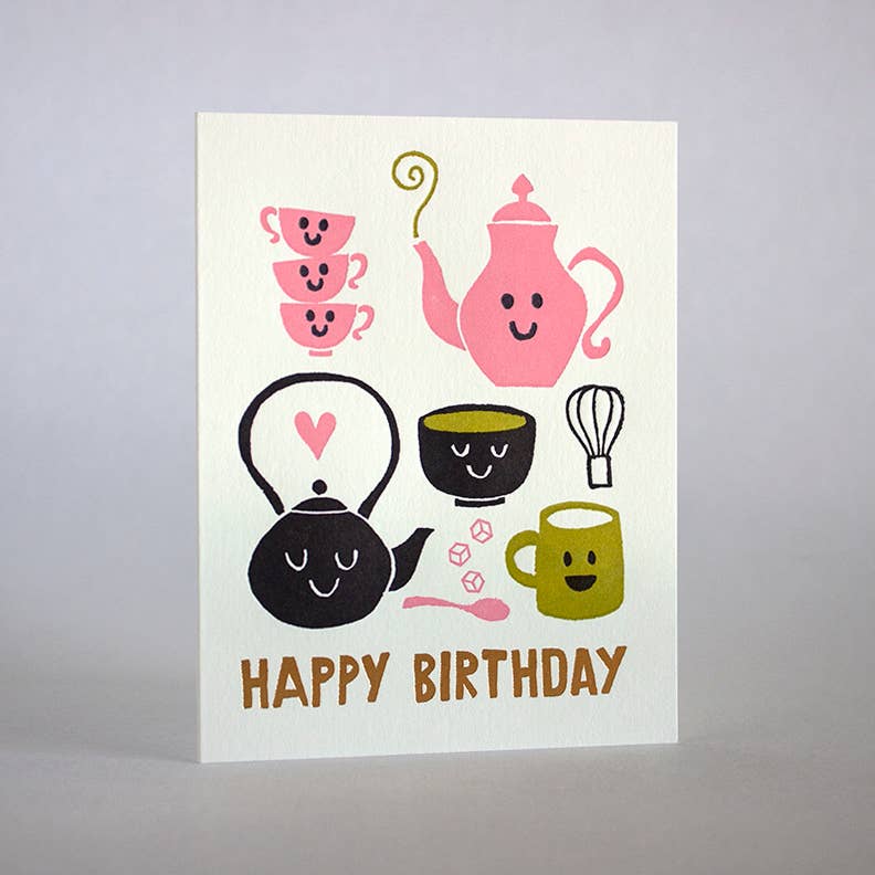 Birthday Tea Party Letterpress Card