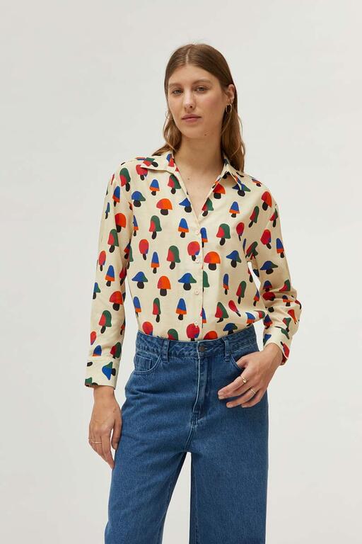 Nadine Printed Button Down Top