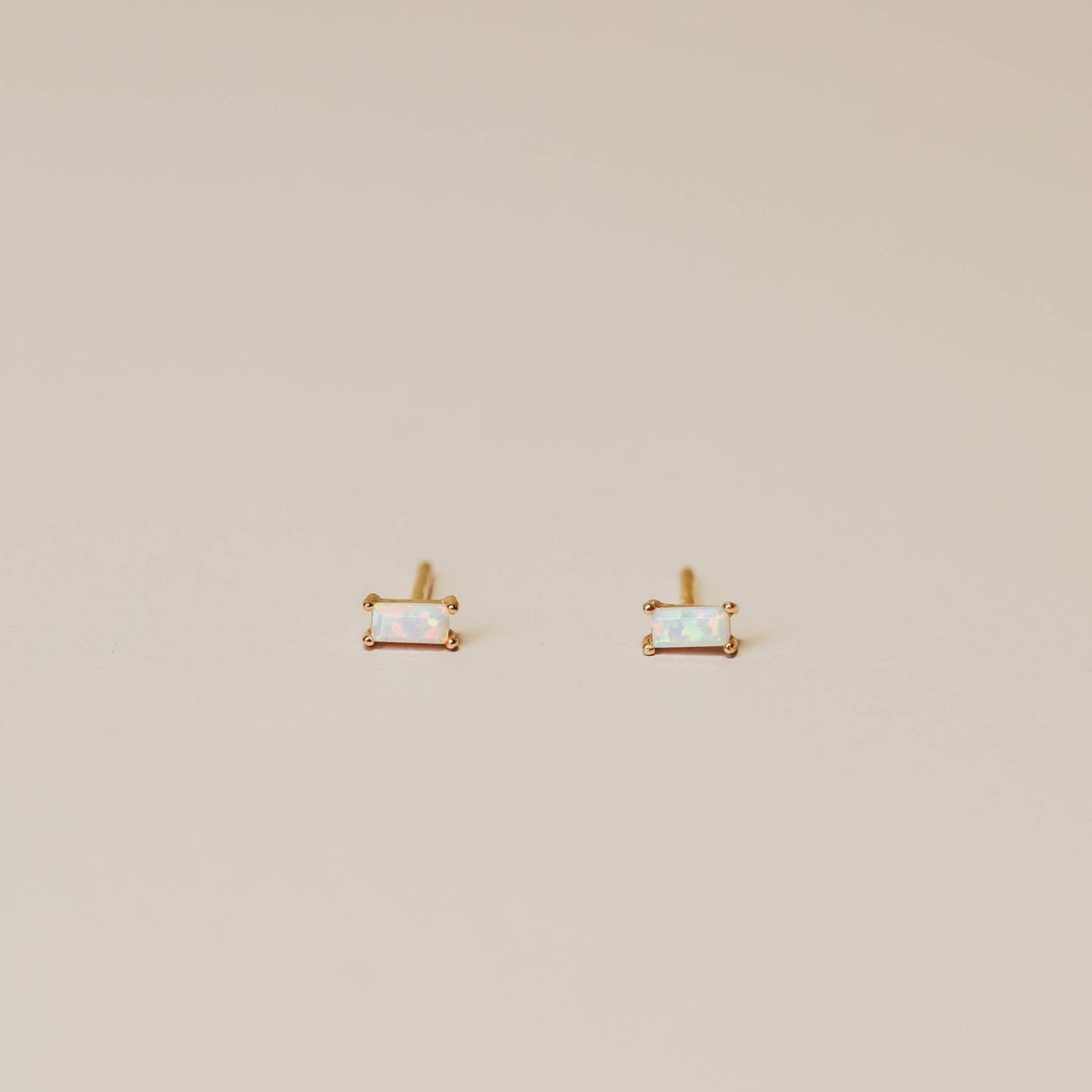 Baguette Gemstone Gold Earrings