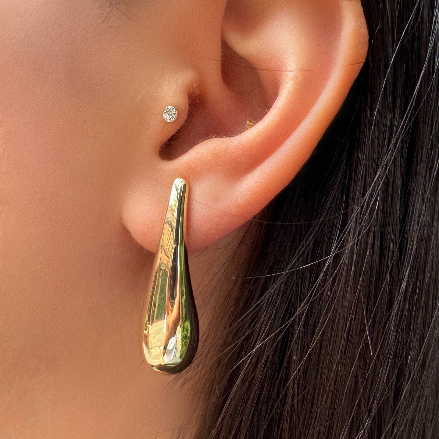 Long Teardrop Post Earring