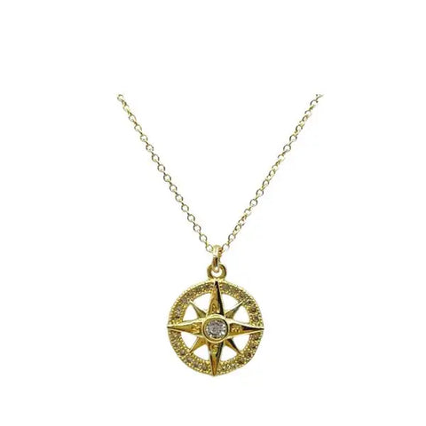 Sunburst Compass Charm Necklace