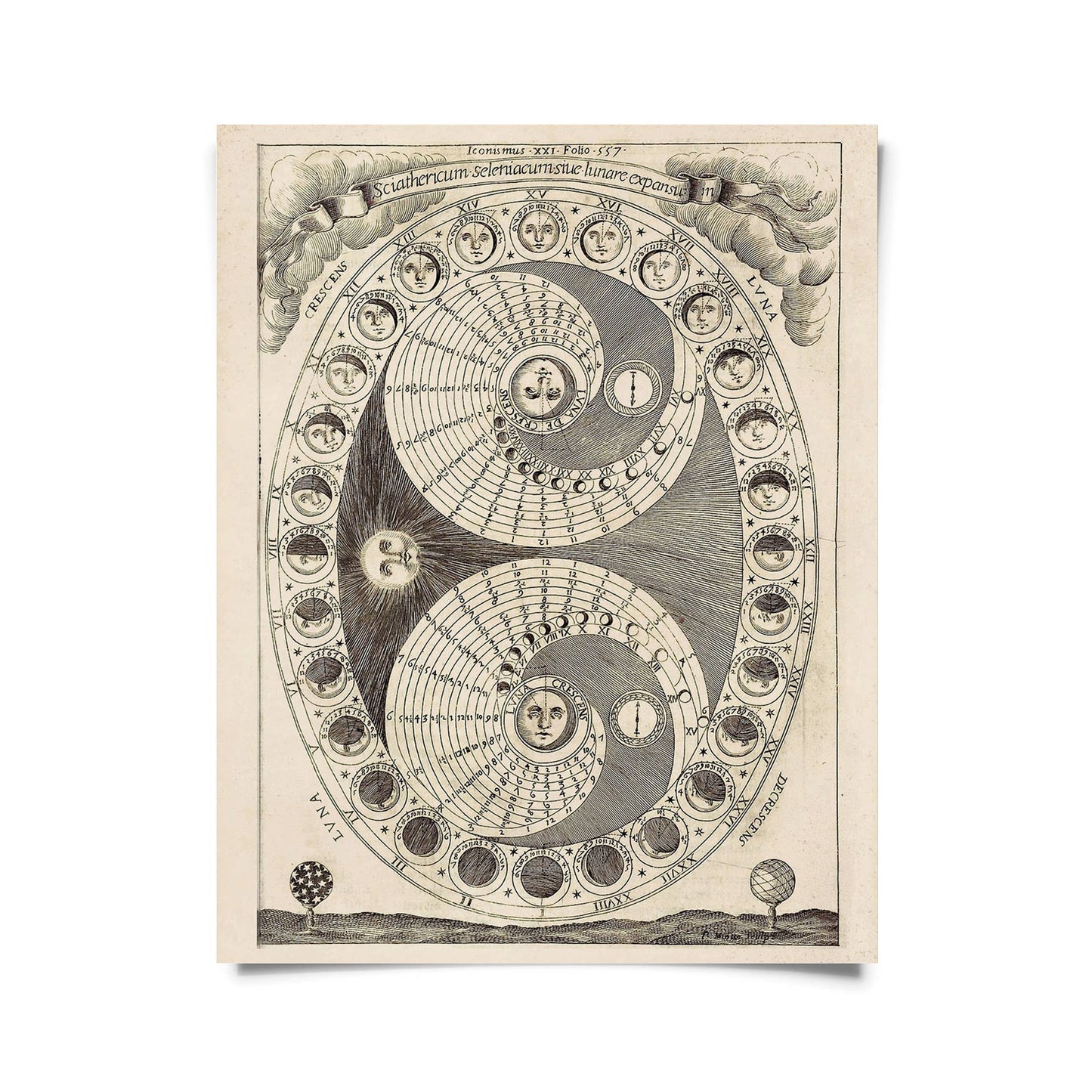 Vintage Moon Phases Chart Print