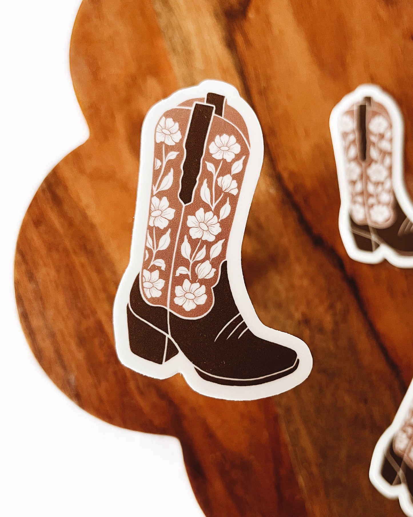 Floral Cowboy Boot Vinyl Sticker