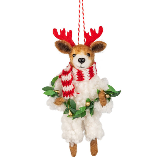 Felt Dog with Garland Ornament