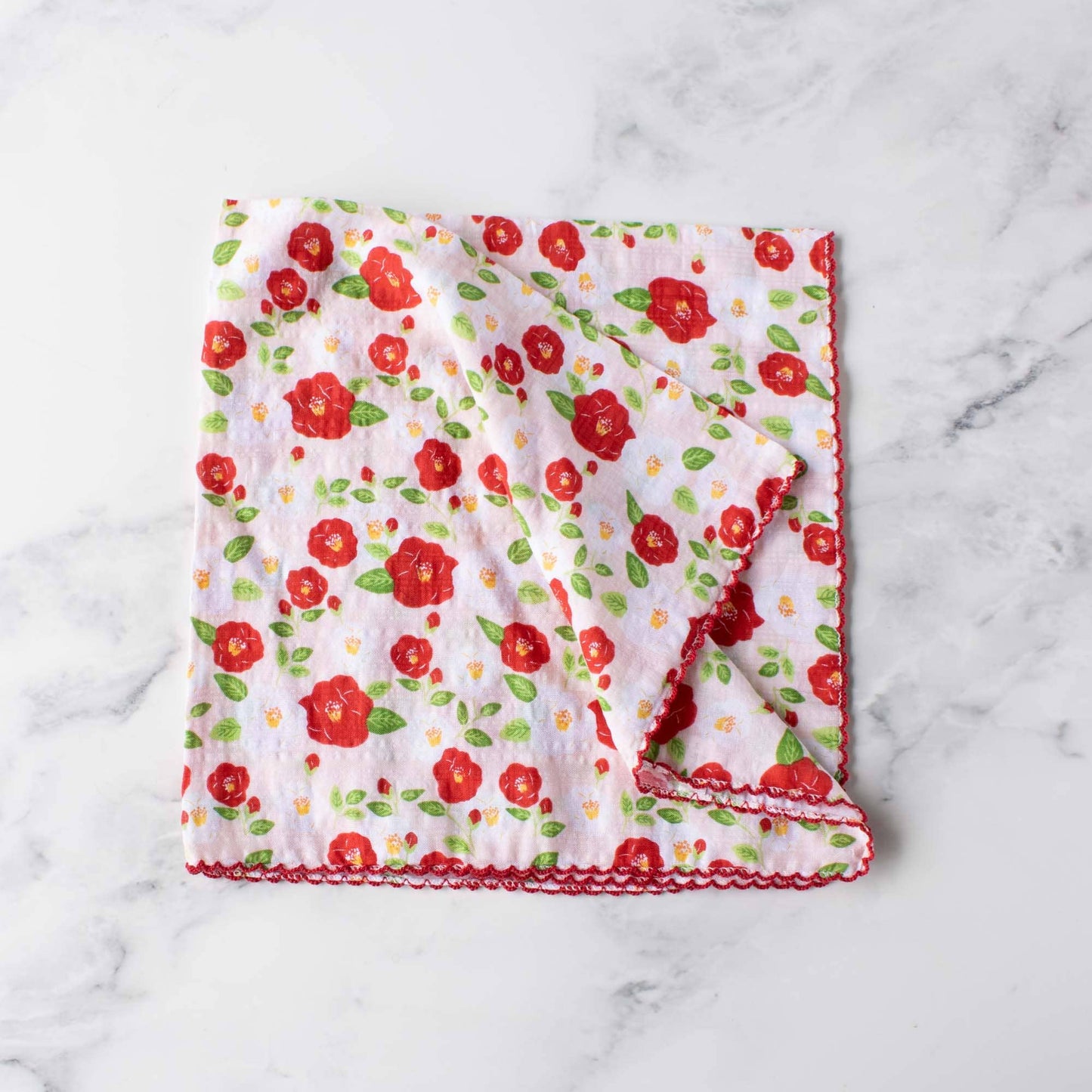 Camellia Blooms Cotton Scarf