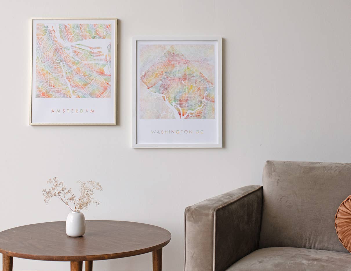 Columbus, Ohio Pride Rainbow Watercolor Map Art Print