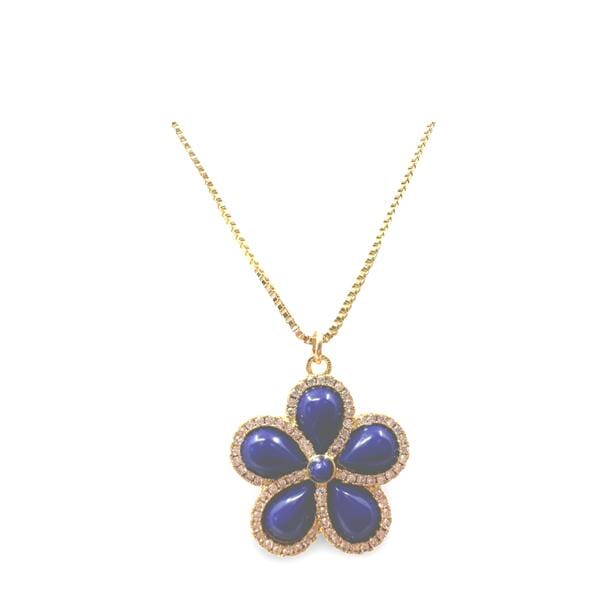 Stone Flower Pendant Necklace