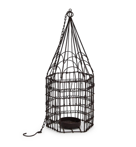 French Wire Bird Cage Hanging Planter or Candle Holder