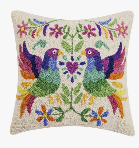 Otomi Birds with Heart Hook Pillow