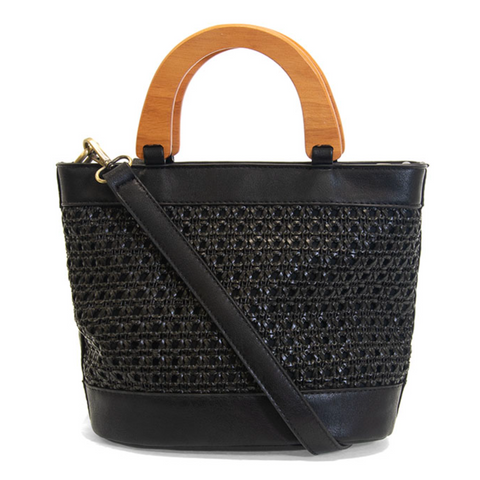 Havana Faux Cane Wood Handle Handbag