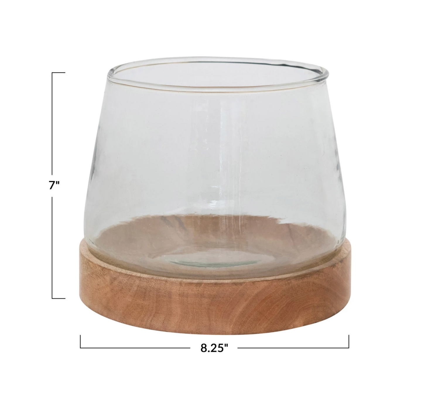 Olivia Mango Wood Base with Glass Hurricane/Vase