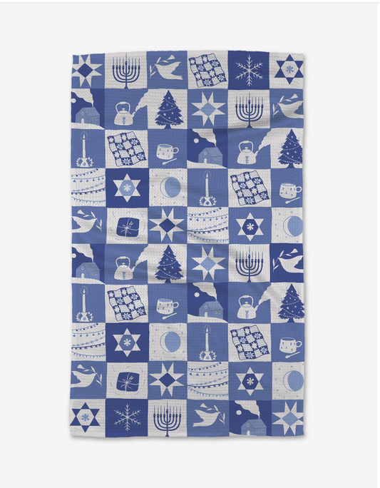 Blue Holiday Treats Tea Towel