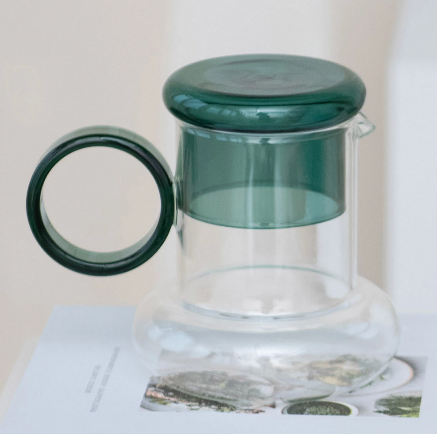 Glass Pitcher w/ Green Drinking Glass Set