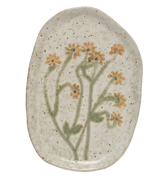 Yuki Hand Painted Botanical Organic Shape Plates