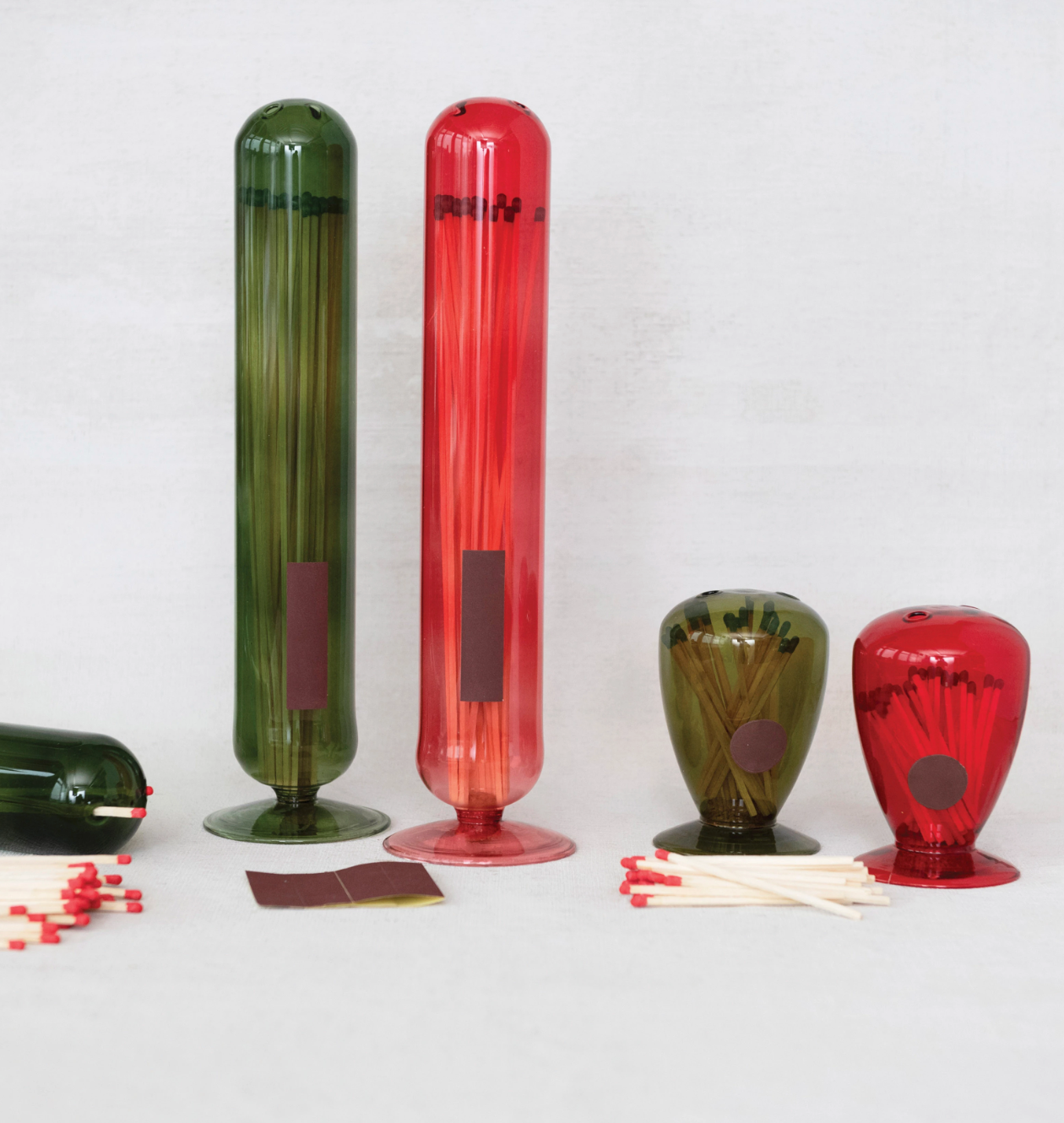 Holiday Glass Match Holders