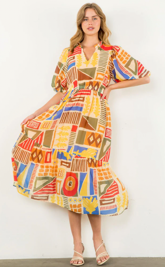 Inga Abstract Shapes Dress