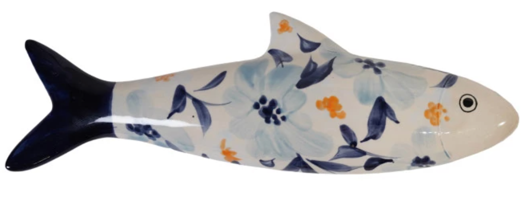 Hand-Painted Stoneware Fish Wall or Tabletop Decor