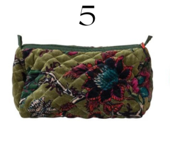 Avery Quilted Cotton Velvet Printed Zip Pouch