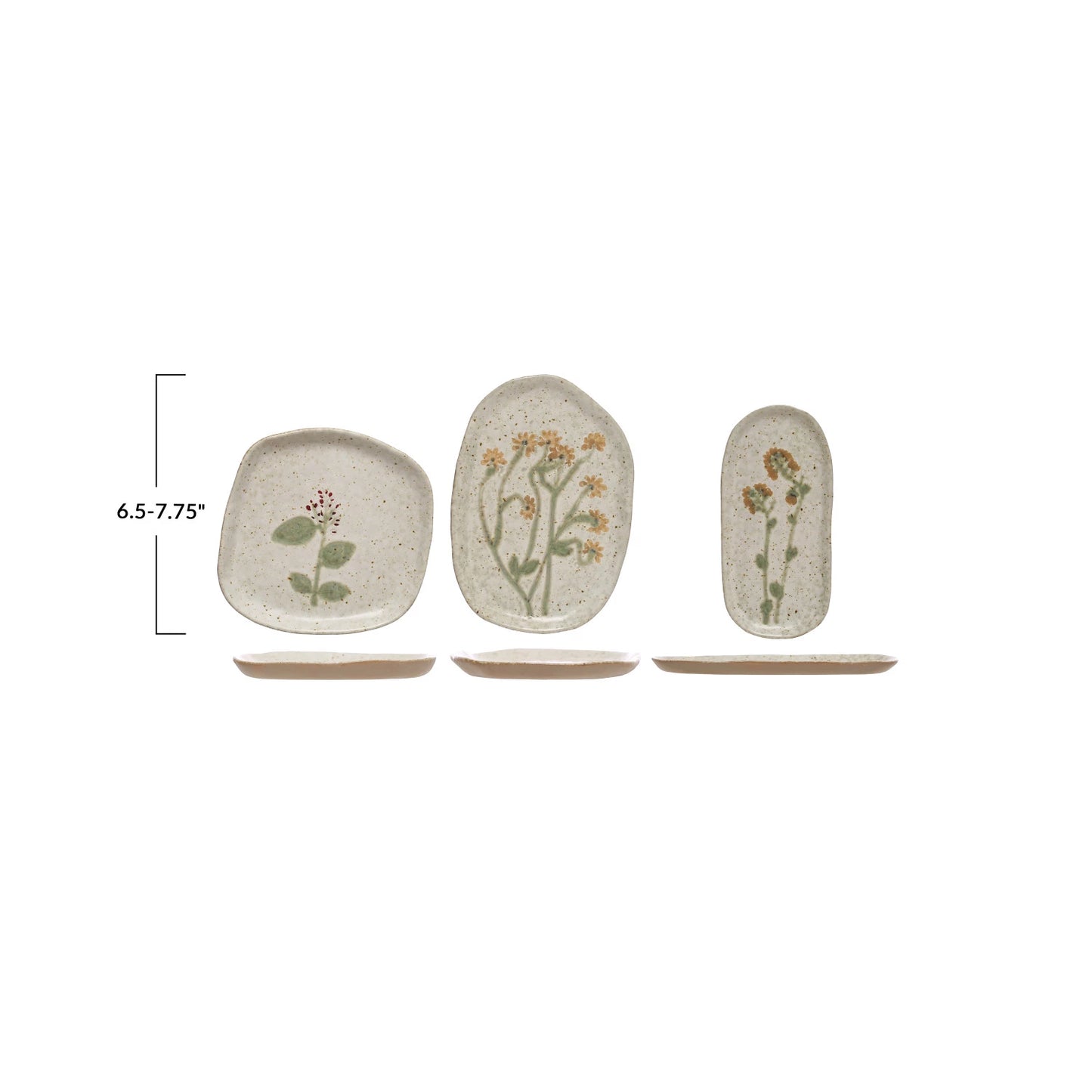 Yuki Hand Painted Botanical Organic Shape Plates