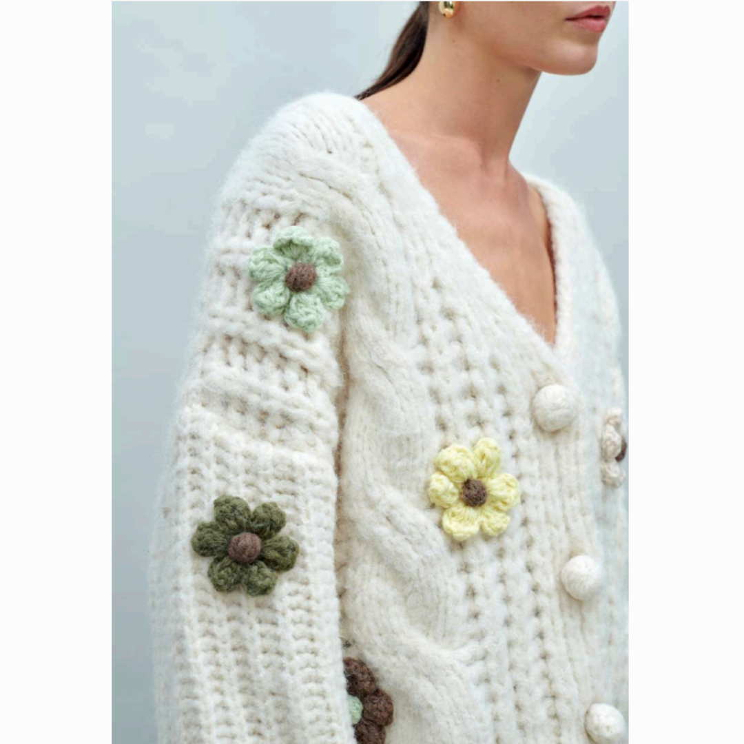 Viola Flower Chunky Cardigan