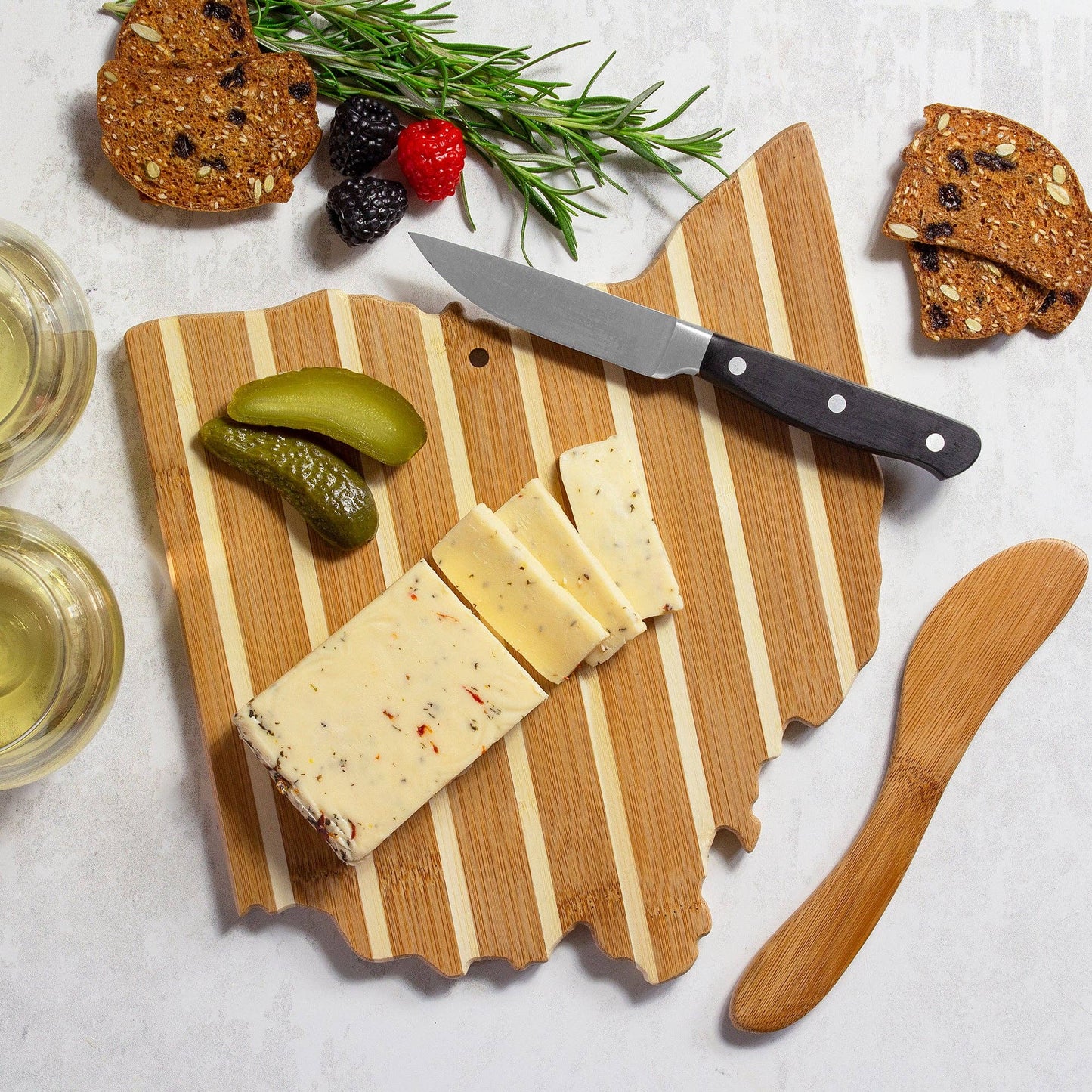 Ohio Shaped Charcuterie Board & Cheese Spreader Knife Set