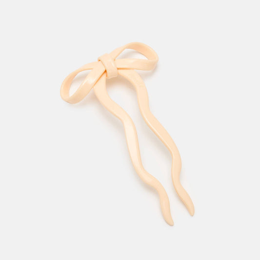 Large Bow Hairpin - Cream