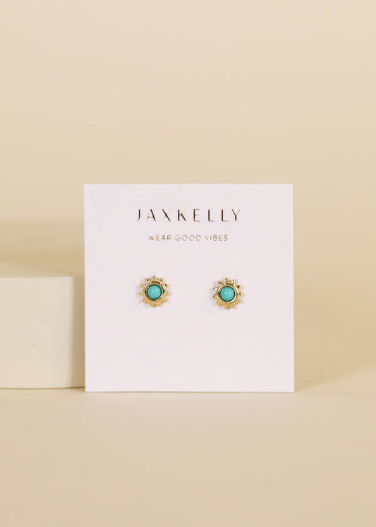 Sun Stud - Turquoise - Gold Earrings