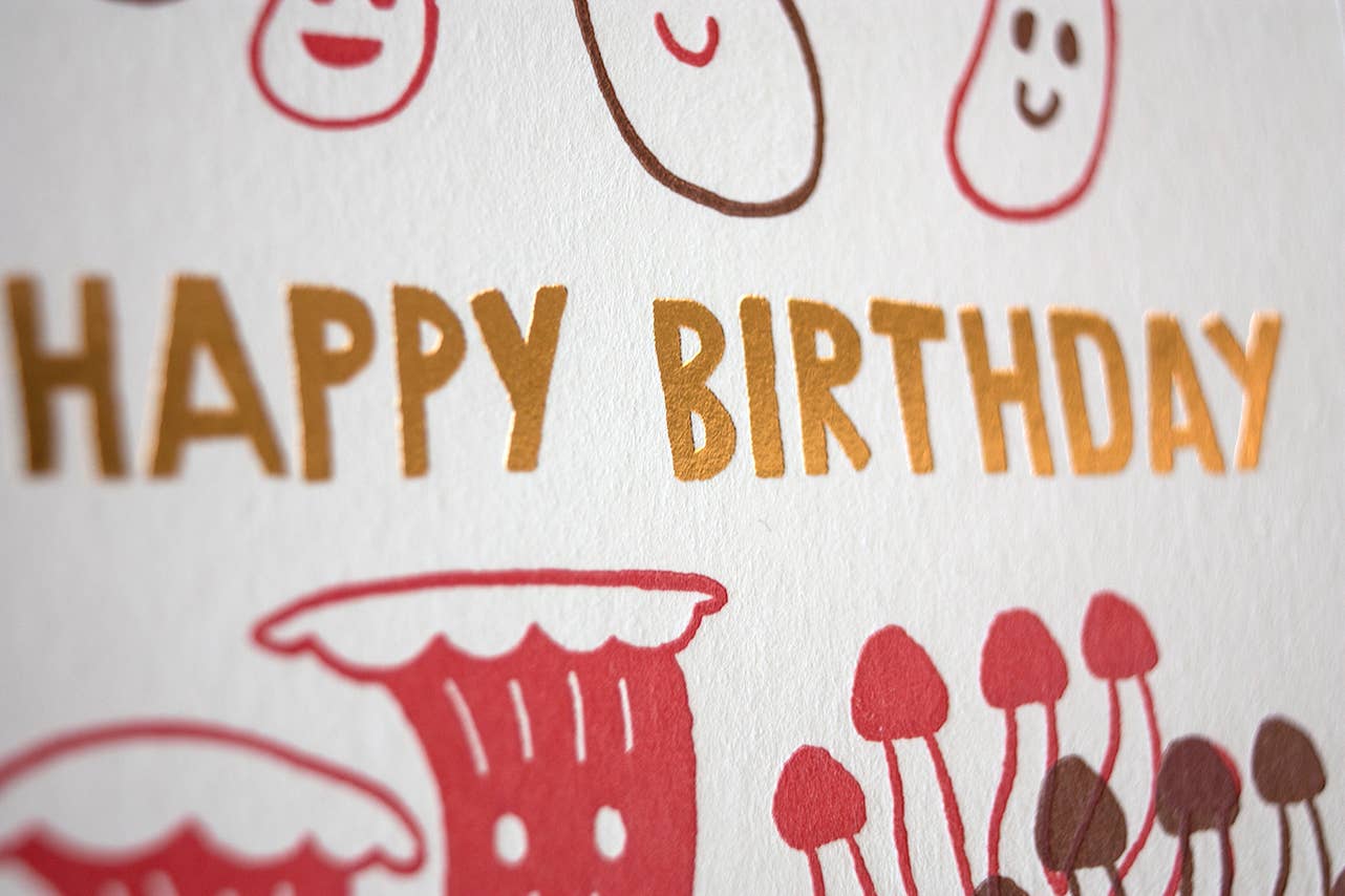 Birthday Mushrooms Letterpress Card