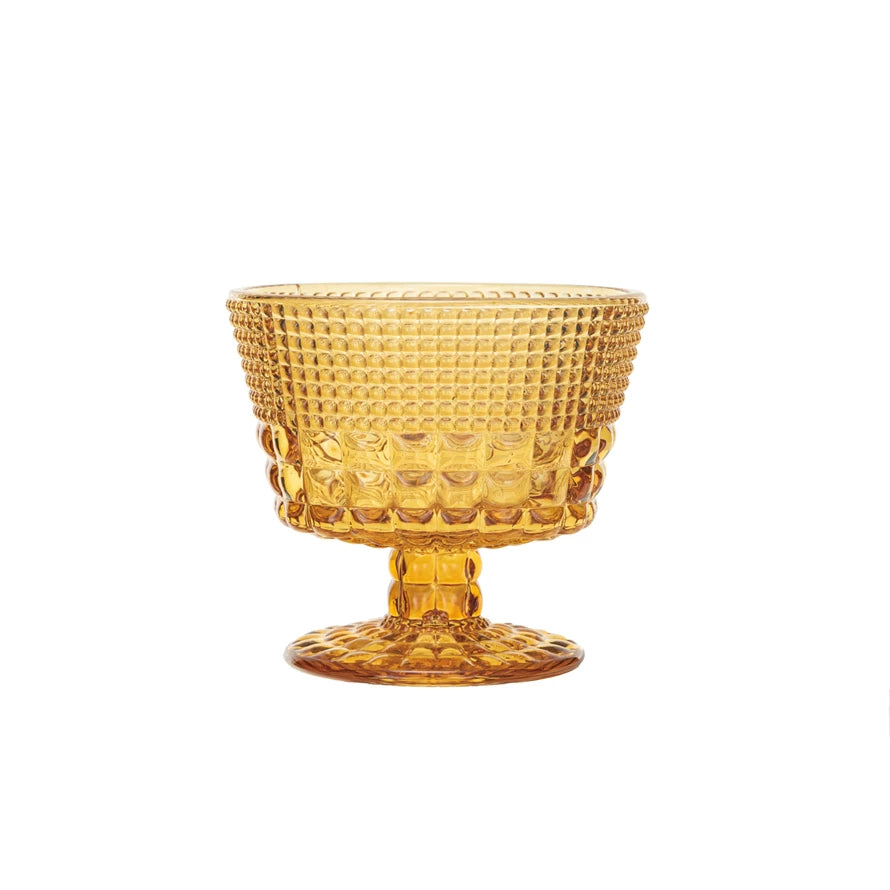 Amber 14 oz. Embossed Stemmed Coupe Glass