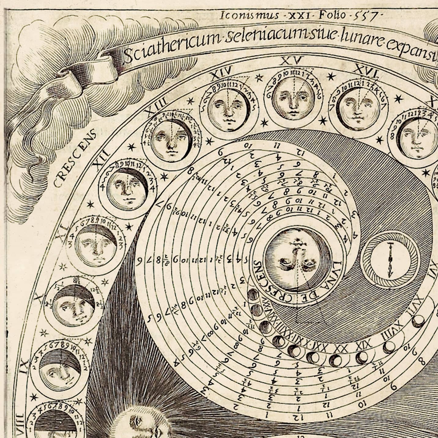 Vintage Moon Phases Chart Print